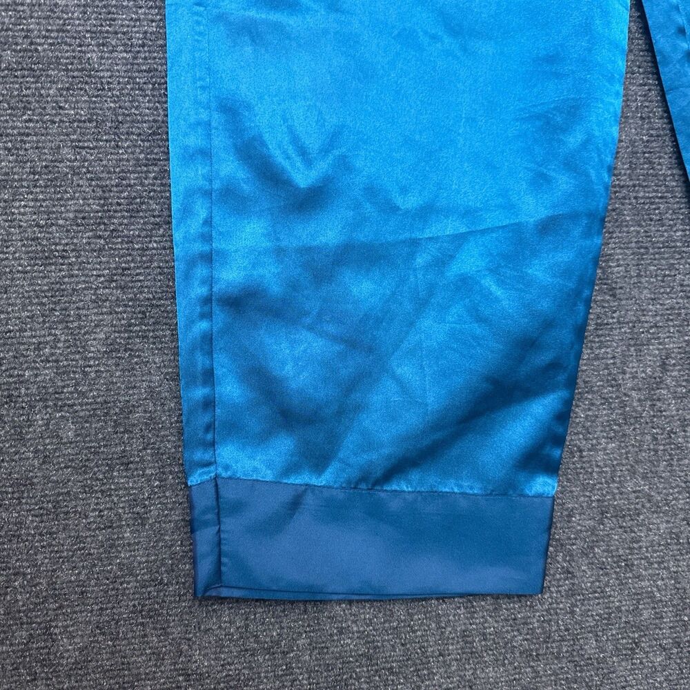 VTG Victorias Secret Afterhours Pajama Set M Blue Satin Sleeveless Gold Label - Picture 8 of 13